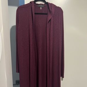 Plum Cardigan with Hood (Size Small)
